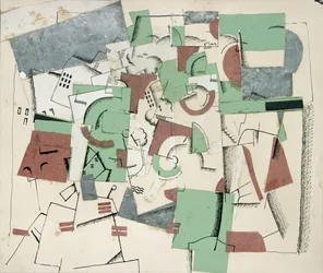 Komposisjon, ca. 1920 (collage og wc på papir)
